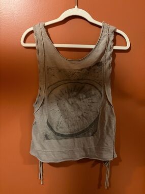 Free People Gray Graphic Sleeveless Tank